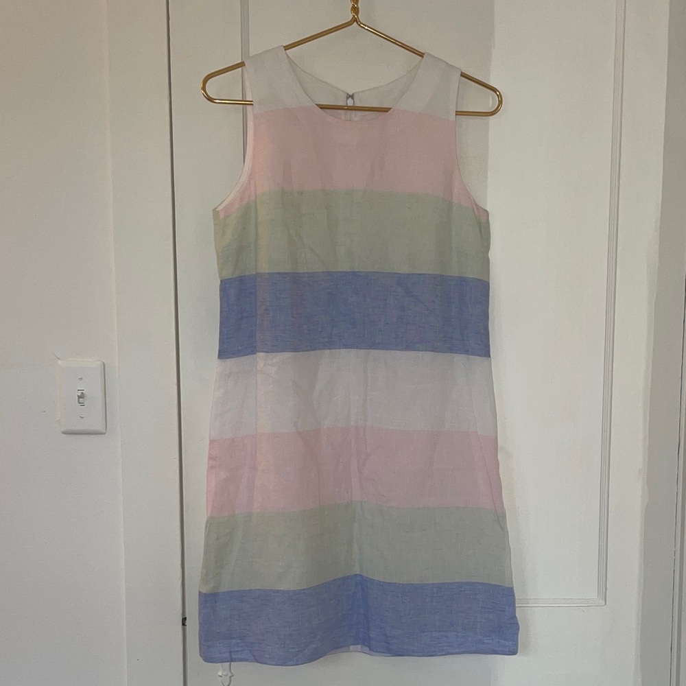 Island Company 100% Linen Dress | m multicolor stripe